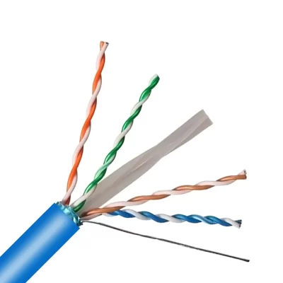 CAT.6 STP Bulk Cable, Bare Solid Copper, 23AWG, 4 Pairs, PVC Jacket, Blue, 305M Per Reel