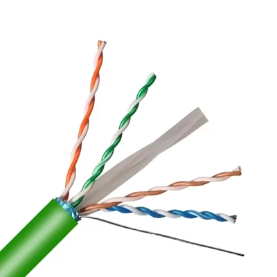 CAT.6 STP Bulk Cable, Bare Solid Copper, 23AWG, 4 Pairs, PVC Jacket, Green, 305M Per Reel