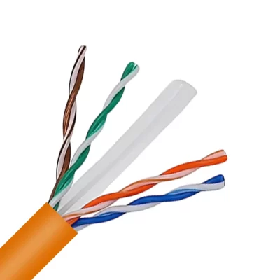 CAT.6 UTP Bulk Cable, Bare Solid Copper, 23AWG, 4 Pairs, PVC Jacket, Orange, 305M Per Reel