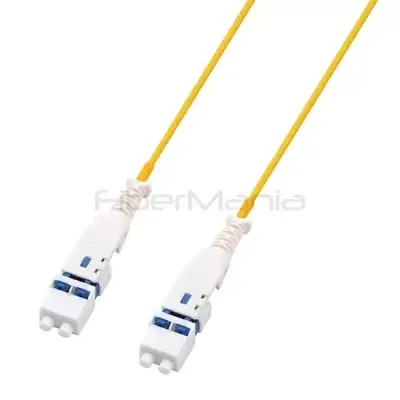 LC Uniboot Dual-Core OS2 Single Mode Fiber Optic Patch Cord in Yellow OFNR Jacket