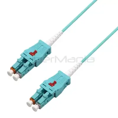 LC Uniboot Short Tail Duplex OM3 Multimode Fiber Patch Cable Aqua 2.0mm OFNR Jacket