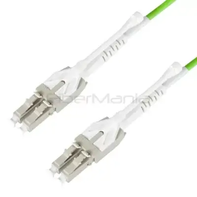 LC Uniboot to LC Uniboot OM5 Multimode Fiber Patch Cable with Pull Tab Lime Green OFNR Jacket