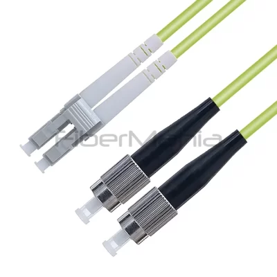 1M LC/UPC–FC/UPC Duplex OM5 50/125 Multimode Fiber Patch Cable, 100G, 3.0mm OFNR, Lime
