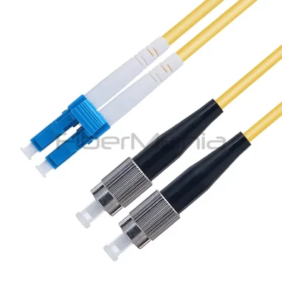 FC/UPC-LC/UPC Duplex 9/125 OS2 Single Mode OFNR Fiber Optic Patch Cable 3.0mm Yellow 3ft