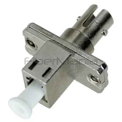 LC Female-ST Female Single Mode Simplex Fiber Optic Adapter Metal Flange