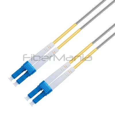 LC/UPC-LC/UPC Armored Patch Cable Duplex OS2 Single Mode OFNR 3.0mm Yellow 1M