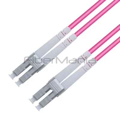 1M 3FT LC/UPC-LC/UPC Fiber Optic Patch Cable Duplex 40G/100G OM4 50/125 Multimode OFNR 3.0mm Magenta
