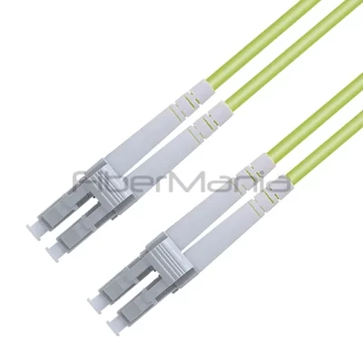 LC/UPC-LC/UPC Fiber Optic Patch Cable Duplex 100G OM5 Multimode OFNR 3.0mm Lime 3FT