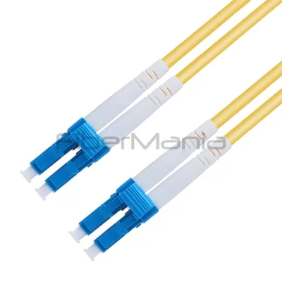 LC/UPC-LC/UPC Duplex 9/125 OS2 Single Mode OFNR Fiber Optic Patch Cable 3.0mm Yellow 3ft