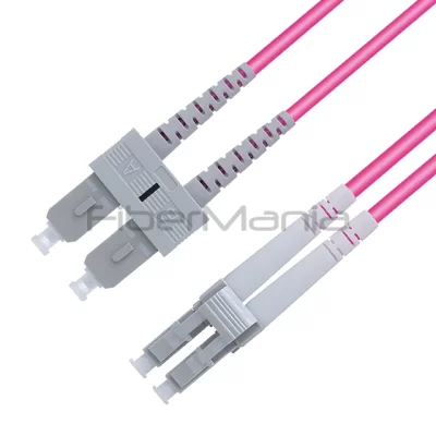 1M 3FT LC/UPC-SC/UPC Fiber Optic Patch Cable Duplex 40G/100G OM4 Multimode OFNR 3.0mm Magenta