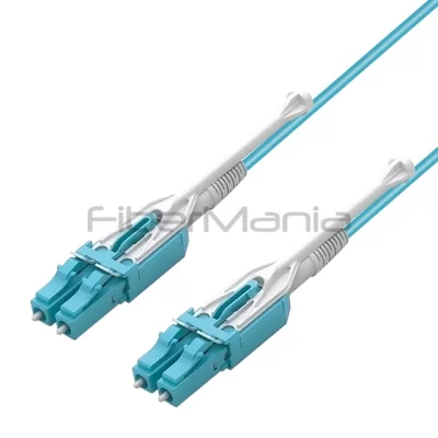 LC/UPC-LC/UPC Uniboot Fiber Optic Patch Cable Duplex With Pull Tab 10G OM3 Multimode OFNR 2.0mm Aqua 3FT