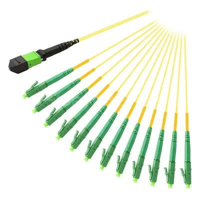 MTP/APC Female to 12 LC/APC Simplex Fanout Cable 12 Fibers Single Mode 9/125 1M