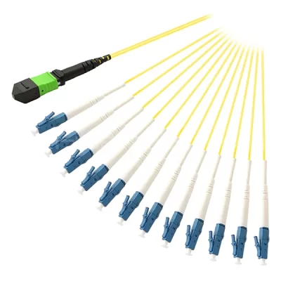 MTP/APC Female to 12 LC Simplex Fanout Cable 12 Fibers Single Mode 9/125 1M