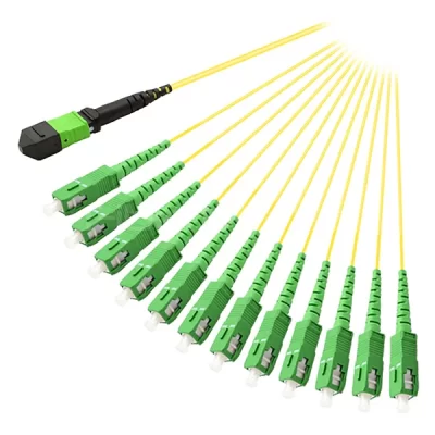 MTP/APC Female to 12 SC/APC Simplex Fanout Cable 12 Fibers Single Mode 9/125 1M