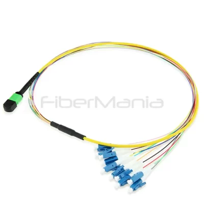 MTP/APC Male to LC Fanout Cable 12 Fibers Single Mode 9/125 1M