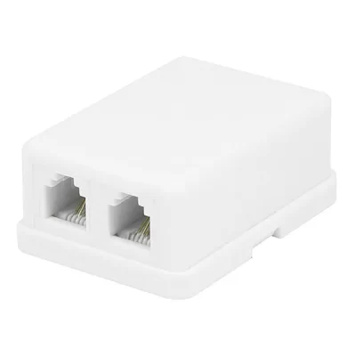 RJ11 6P4C Mounting Box, 2 Ports, White