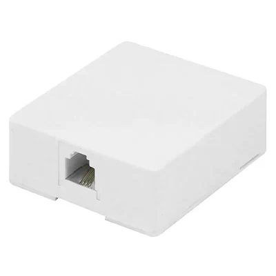 RJ11 6P4C Mounting Box, 1 Port, White, Square Type