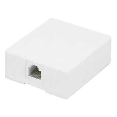 RJ12 6P6C Mounting Box, 1 Port, White, Square Type