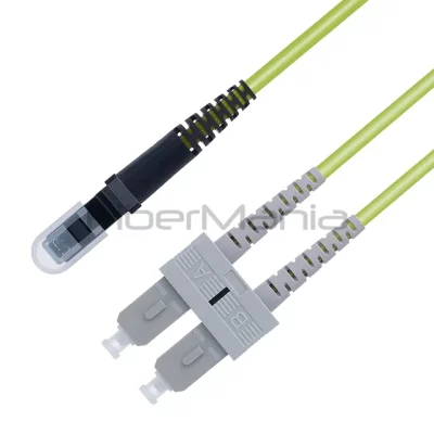 OM5 100G MTRJ to SC Duplex Multimode Fiber Optic Patch Cable, OFNR, 1M, Lime