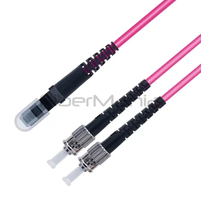 1M 3FT MTRJ/PC-ST/UPC Duplex Fiber Optic Patch Cable 40G/100G OM4 Multimode OFNR 3.0mm Magenta