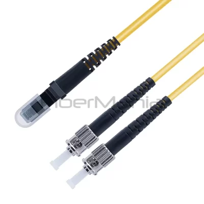 ST/UPC–MTRJ/PC Duplex OS2 Single Mode OFNR Fiber Optic Patch Cable 1M Yellow