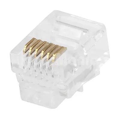 CAT3 UTP RJ12 6P6C Modular Plug, Round Solid Cable