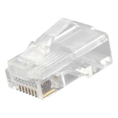 CAT5e RJ45 8P8C UTP Modular Plug with Bend Latch, Transparent PC Housing