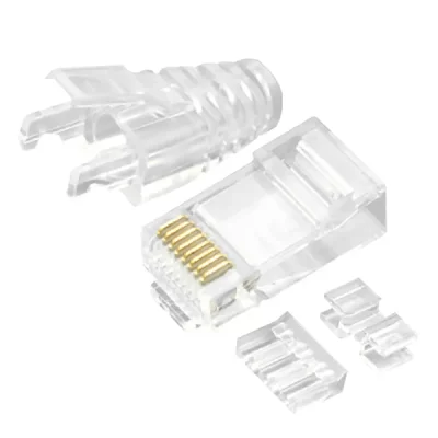CAT6A RJ45 8P8C UTP Modular Plug Kit, Polycarbonate Housing, Gold/Nickel Plating