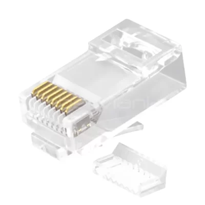 CAT6 RJ45 8P8C UTP Modular Plug 2-Piece Kit, Transparent Polycarbonate Housing