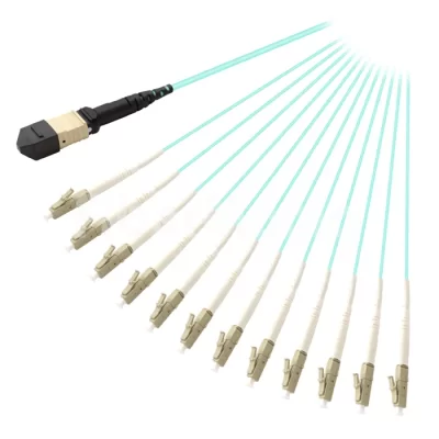 MTP Female to 12 LC Simplex Fanout Cable 12 Fibers OM3 50/125 1M