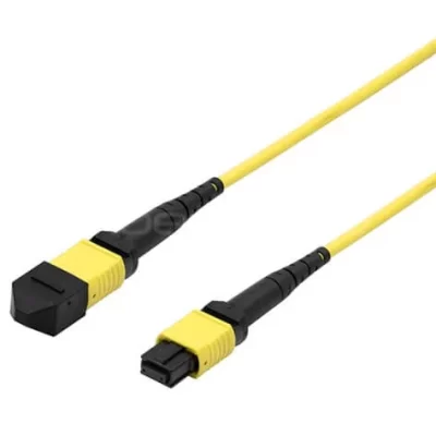 MPO Female–Female 12-Fiber OM3 Trunk Cable, Polarity A, 10G Multimode, 1M Yellow