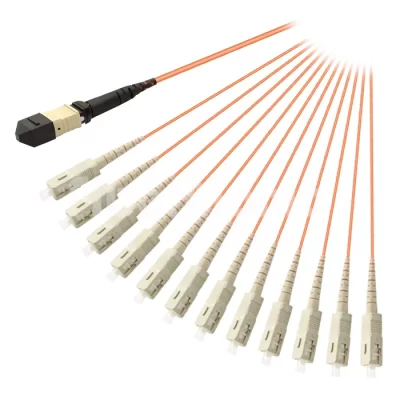 MTP Female to 12 SC Simplex Fanout Cable 12 Fibers OM1 62.5/125 1M