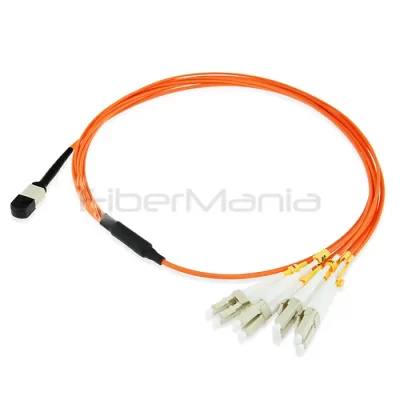 MTP Male to 4 LC Duplex Breakout Cable 8 Fibers OM1 62.5/125 3M