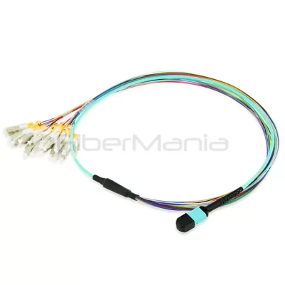 MTP Male to LC Fanout Cable 24 Fibers OM3 50/125 10G 1M