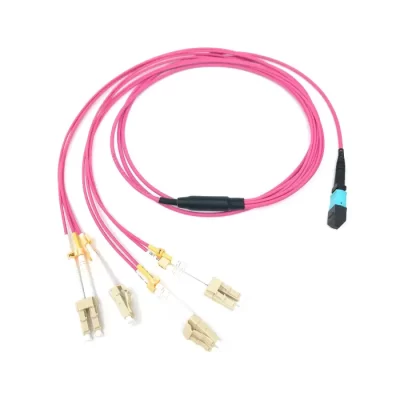 MTP Male to 4 LC Duplex Breakout Cable 8 Fibers OM4 50/125 3M
