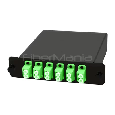 12 Fiber MTP Male to LC/APC Duplex Single Mode Cassette 6 Ports Fully Loaded