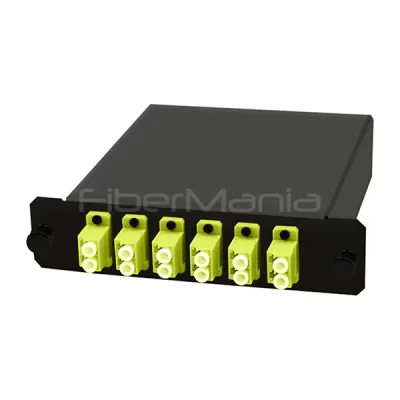 12 Fiber MTP Male to LC Duplex Multimode OM5 Cassette 6 Ports Fully Loaded