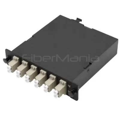 12-Fiber MTP Male to LC Duplex Multimode Cassette, 6-Port Fully Loaded