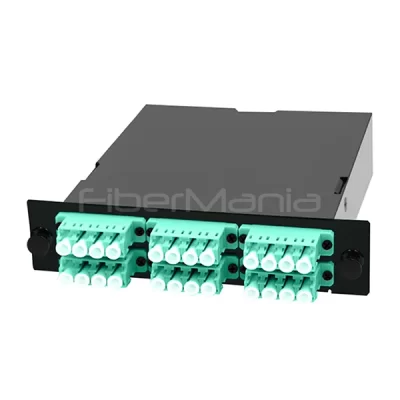 24 Fiber MTP Male to LC Quad Multimode OM3 Cassette 6 Ports Fully Loaded