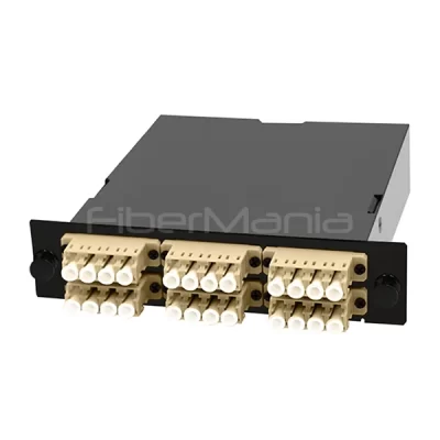 24 Fiber MTP Male to LC Quad Multimode Cassette 6 Ports Fully Loaded
