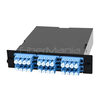 24 Fiber MTP Male to LC Quad Single Mode Cassette 6 Ports Fully Loaded