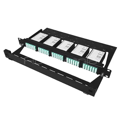 1U 120 Fiber Ultra High Density MTP Patch Panel Fully Loaded With OM3 MTP-LC Modules