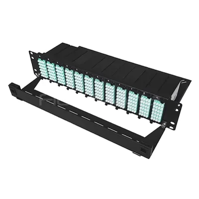 2U 288 Fiber Ultra High Density MTP Patch Panel Fully Loaded With OM3 MTP-LC Modules