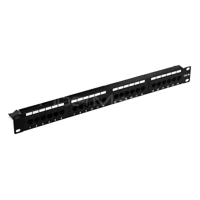 19'' 1U CAT.5E UTP Unshielded  Patch Panel, 24 Ports, Dual IDC, Black