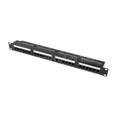 19'' 1U CAT.5E UTP Patch Panel, 24 Ports, With Label Mark, Dual IDC, Black