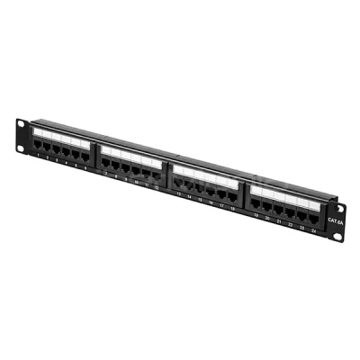 19'' 1U CAT.6A UTP Patch Panel, 24 Ports, With Label Mark, Dual IDC, Black