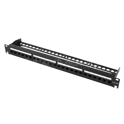 19'' 1U CAT.6A UTP Tool-less Modular Patch Panel With Cable Manager, 24 Ports