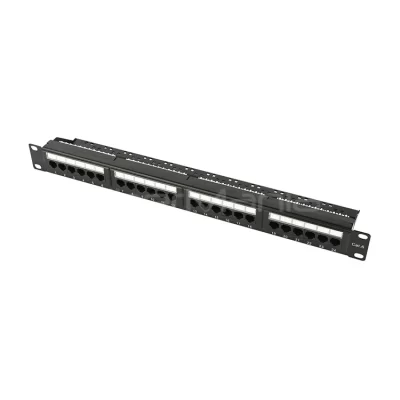 19'' 1U CAT.6 UTP Patch Panel, 24 Ports, With Label Mark, Dual IDC, Black