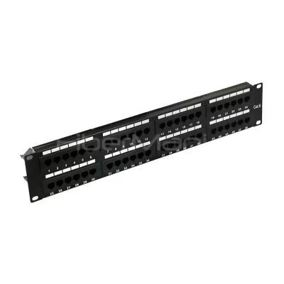 19'' 2U CAT.6 UTP Patch Panel, 48 Ports, Dual IDC, Black