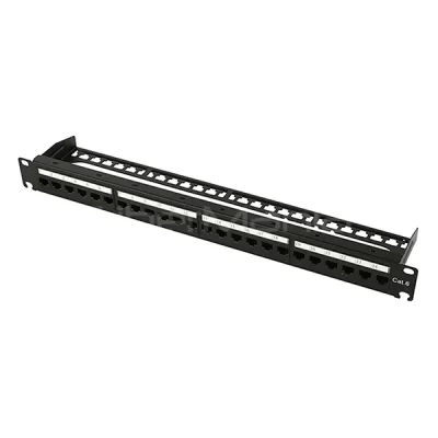 19'' 1U CAT.6 UTP Tool-less Modular Patch Panel With Cable Manager, 24 Ports